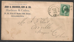 Philadelphia PA, Feb 26, Year?, Hardware Cutlery Corner Card - Lettres & Documents