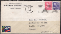 1949 2 And 3 Cents Presidential Stamps Peoria IL To Berlin American Zone - Covers & Documents