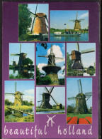 Beautiful Holland Windmills, Multi-view, Mailed To USA - Moulins à Vent
