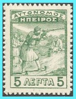 ALBANIA GREECE GRECE EPIRUS:  5L MLH* (Marksment Issue) From Set - Epirus & Albanië