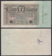 1 Milliarde Mark 1923 Ro 111a Pick 114 VF- (3-) Serie B    (29258 - Sonstige & Ohne Zuordnung