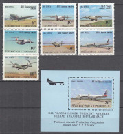 USBEKISTAN - UZBEKISTAN 1995 Mi.77-83 + Block 8 Flugzeuge ** MNH    (31263 - Usbekistan