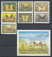 USBEKISTAN - UZBEKISTAN 1995 Mi.85-91 + Block 9 Schmetterlinge ** MNH   (31266 - Ouzbékistan