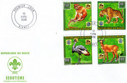 Niger 1996, Scout, Rotary, Wild Cats, Monkey, 4val IMPERFORATED In FDC - Affen