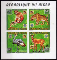 Niger 1996, Scout, Rotary, Wild Cats, Monkey, 4val In BF IMPERFORATED - Neufs