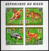Niger 1996, Scout, Rotary, Wild Cats, Monkey, 4val In BF IMPERFORATED - Félins