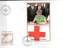 Niger 1997, 20th Century, Diana, Red Cross BF IMPERFORATED In FDC - Croix-Rouge