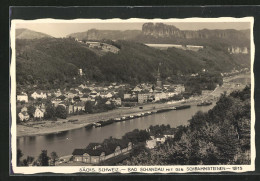 AK Bad Schandau, Ortsansicht Mit Schrammsteinen  - Bad Schandau