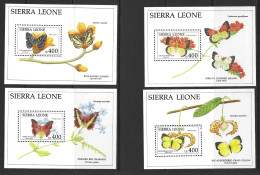 SIERRA LEONE...QUEEN ELIZABETH II...(1952-22.)......" 1991..".....BUTTERFLIES  AND FLOWERS...MS1657....SET...MH. - Butterflies