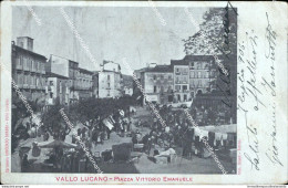 Bh580 Cartolina Vallo Lucano Piazza Vittorio Emanuele Mercato  Salerno 1906 - Salerno