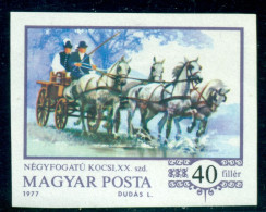 1977 Coach History, Four-in-hand Carriage ,Horses,Hungary,Imperf.,MNH - Sonstige (Land)