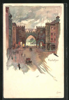 Künstler-AK Heinrich Kley: München, Strassenpartie Mit Karlsthor  - Kley