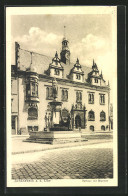 AK Schönebeck /Elbe, Rathaus Mit Brunnen  - Schönebeck (Elbe)