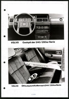 2 Fotografien Auto Volvo 240 /260, Cockpit & Rückbank Mit Kofferraumöffnung Für Sperrige Gegenstände Z.B. Ski  - Automobile