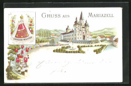 Lithographie Mariazell, Festumzug Bei Der Kirche, Gnaden-Mutter  - Other & Unclassified