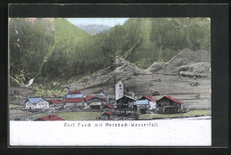 AK Fusch, Ortsansicht Mit Herzbach-Wasserfall  - Autres & Non Classés