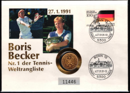 Bund Numisbrief Gestempelt Boris Becker Mit 1 D-Mark #KE675 - Sonstige & Ohne Zuordnung