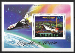 LIBERIA......CONCORDE  AND  SHUTTLE.......SG1333........MINI SHEET.......MNH.. - Concorde