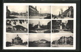 AK Brüx / Most, Denkmal, Kirche, Strassenpartien Im Ort  - Tchéquie