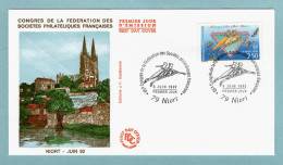 FDC FRANCE 1992 -  Niort - Congrès Société Philatélique  L'Europe D'art D'Art - YT 2758 - 79 Niort - 1990-1999