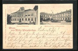 AK Mähr. Weisskirchen, Knaben-Volksschule, Mädchen-Volks- U. Bürgerschule  - Czech Republic