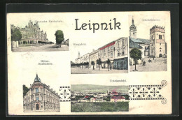 AK Leipnik, Böhm. Realschule, Ringplatz, Deutsche Realschule  - Tchéquie