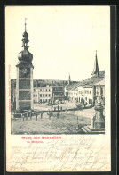 AK Bodenstadt, Hauptplatz Mit Uhrturm Und Brunnen  - Tchéquie