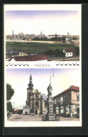 AK Prerov, Denkmal Und Kirche, Teilansicht Der Stadt  - Tchéquie