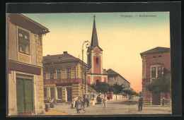 AK Prerau /Prerov, Schirschawa, Strassenpartie Mit Kirche  - Czech Republic