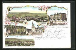 Lithographie M. Weisskirchen, Hotel Bad Teplitz, Höhere Forstlehranstalt, Hauptplatz  - Tchéquie