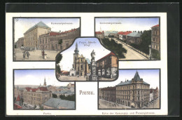 AK Prerau, Franz Josef Ring, Komenskystrasse, Ortsansicht  - Tschechische Republik