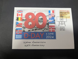 4-6-2024 (17) 80th Anniversary Of D-Day Landing & Battle Of Normandy (with OZ Stamp) - Militaria