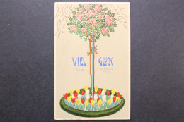 Viel Glück Zum Geburtstage, Rosenstock, Tulpen, Prägekarte - Compleanni