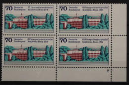 Deutschland, MiNr. 976. 4er Block, Ecke Re. U., FN 2, Postfrisch - Ungebraucht