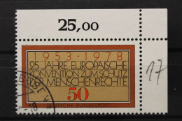 Deutschland (BRD), MiNr. 979, Ecke Rechts Oben, Gestempelt - Usati