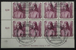 DDR, MiNr. 506, 8er Block, Ecke Links Unten Mit Druckvermerk, Gestempelt - Used Stamps