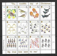 GUERNSEY..CHANNEL Is....QUEEN ELIZABETH ..II...(1952-22.)..." 1984.."..CHRISTMAS...IN SHEET OF 12...MARGIN  FOLD....MNH. - Kerstmis