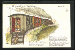 AK D` Schwäb` Sche Eisebahne, Mann Bindet Bock Am Wagen An  - Trains
