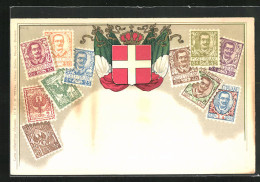 AK Wappen Und Italienische Briefmarken  - Stamps (pictures)