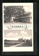 AK Konska, Hostinec /Gasthaus, Strassenpartie Mit Kirche  - Tchéquie