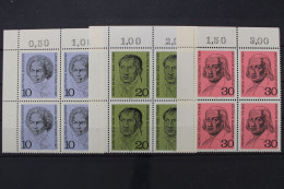 Deutschland, MiNr. 616-618, 4er Block, Ecke Li. Oben, Postfrisch - Neufs