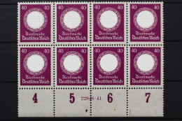Deutsches Reich Dienst, MiNr. 142, 8er Block, U-Rand Mit HAN 22848.41, Postfrisch - Dienstmarken