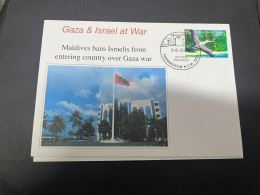 3-6-2024 (12) Gaza War - Maldives Ban All Israeli From Entering Country Over Gaza War (with OZ Cocos Stamps) - Militaria