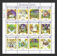 GUERNSEY..CHANNEL Is....QUEEN ELIZABETH ..II...(1952-22.)..." 1986.."..CHRISTMAS...IN SHEET OF 12...MARGIN  FOLD....MNH. - Kerstmis