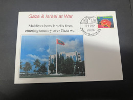 3-6-2024 (12) Gaza War - Maldives Ban All Israeli From Entering Country Over Gaza War (with OZ Fish Stamp) - Militaria