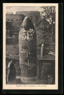AK Englisches 38,5cm Geschoss, Der Blindgänger Im Garten  - Oorlog 1914-18