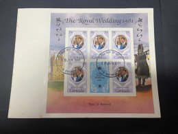 4-6-2024 (19) 1 Mini-sheet On Cover From Grenada - Prince Charles & Lady Diana Spencer Royal Wedding (18x14 Cm) X 3 - Familles Royales