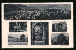 AK Meiningen, Totalansicht, Der Märchenbrunnen, Auf Dem Markt, Schloss Landsberg, Das Theater  - Théâtre