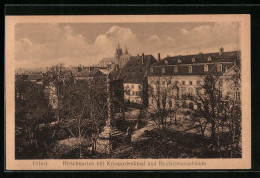 AK Erfurt, Hirschgarten Mit Kriegerdenkmal Und Regierungsgebäude  - Erfurt