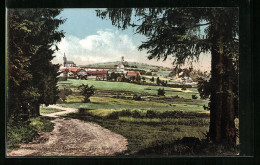 AK Masserberg Im Thür. Wald, Ortsansicht Vom Feldweg Aus, Blick Zur Kirche  - Masserberg